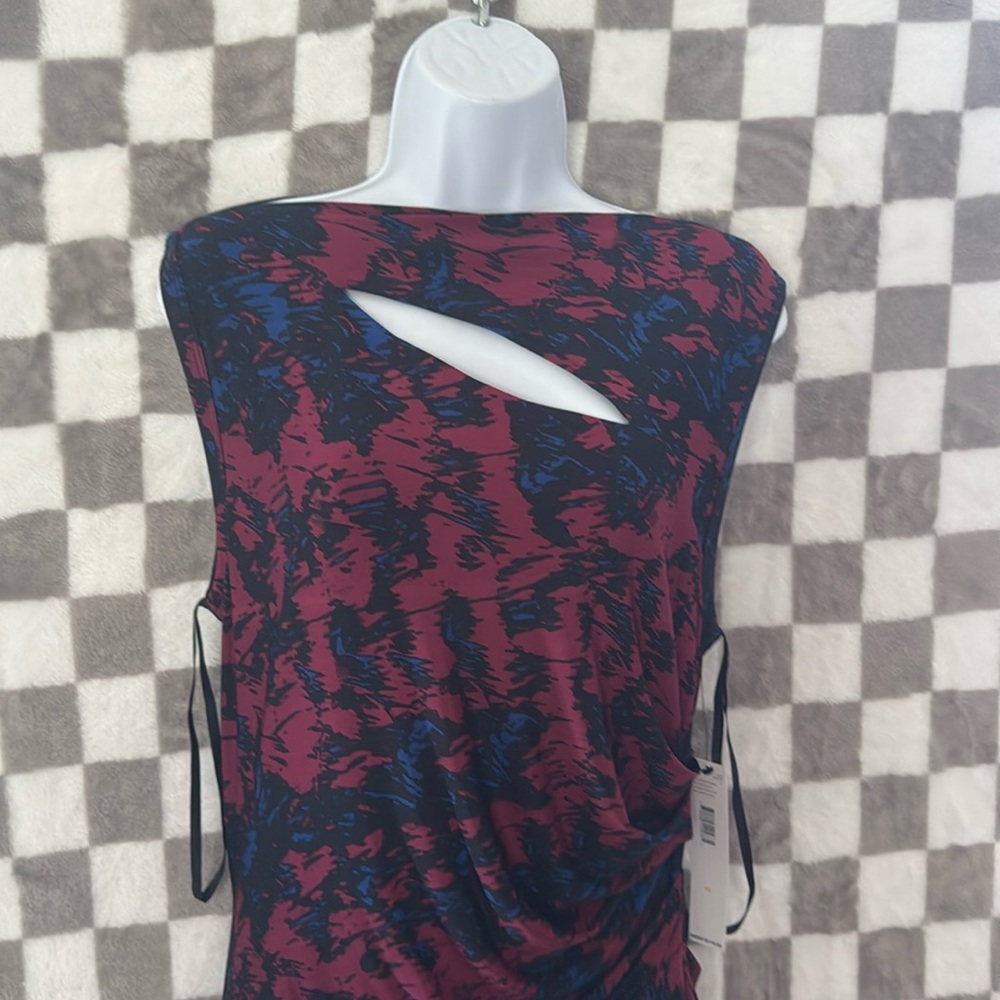 NWT DKNYC Blue and Red Asymmetrical Bodycon ColorBlock Dress Size M/Medium - Picture 3 of 14